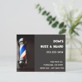 Retro Barber Pole Dark Grey Business Briefkaart (Staand voorkant)