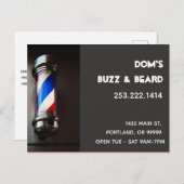Retro Barber Pole Dark Grey Business Briefkaart (Voorkant / Achterkant)