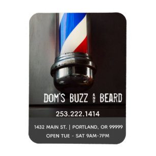 Retro Barber Pole Dark Grey Business Magneet
