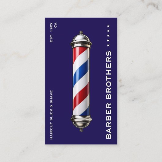 Retro Barber Pool Navy Barbershop Modern Visitekaartje (Voorkant)