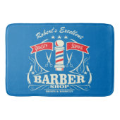 Retro Barber Stylist Werk Vloermat Blauw Badmat (Voorkant)