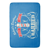 Retro Barber Stylist Werk Vloermat Blauw Badmat (Voorkant Verticaal)