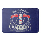 Retro Barber Stylist Work Blue Badmat (Voorkant)