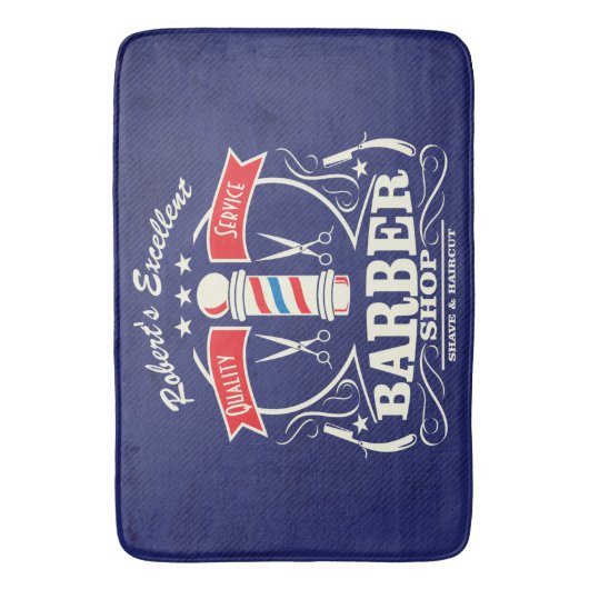 Retro Barber Stylist Work Blue Badmat (Voorkant Verticaal)