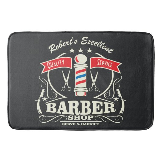 Retro Barber Stylist Work Vloermat Grey Badmat (Voorkant)