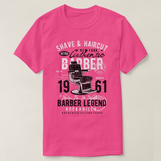 Retro Barber voorzitter T-shirt (Design voorkant)
