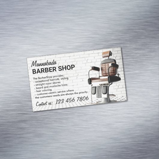 Retro Barber-winkel Magnetisch Visitekaartje (Voorbeeld)