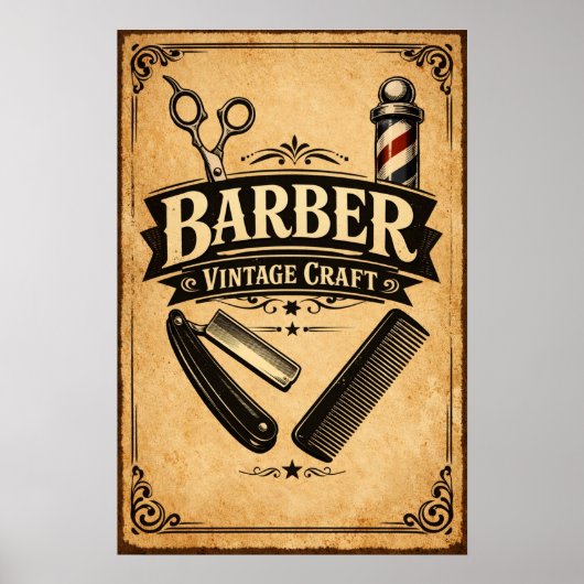 Retro barberposter - Print van retro haarstijlgere (Voorkant)