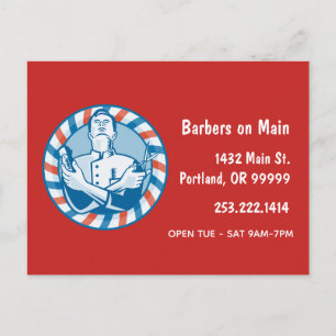 Retro Barbershop Badge Briefkaart