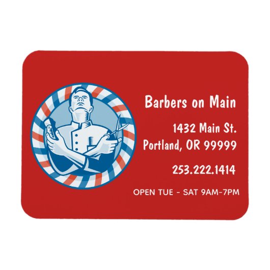 Retro Barbershop Badge  Magneet (Horizontaal)