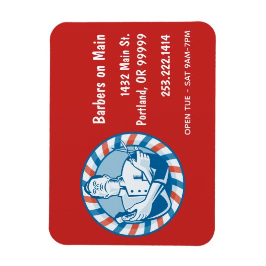 Retro Barbershop Badge  Magneet (Verticaal)