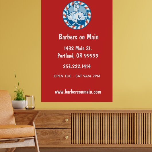 Retro Barbershop Badge Poster (Woonkamer 2)