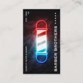 Retro Barbershop Classic Neon Barber Pole Visitekaartje (Voorkant)