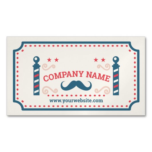 Retro Barbershop Magnetisch Visitekaartje (Voorkant)