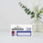 retro barbershop verwijs een vriend aanbevelingskaartje (Staand voorkant)