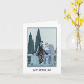  Retro Barbier Elegant Happy Jubileum Kaart (Gele Bloem)