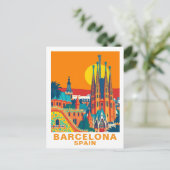 Retro Barcelona Spain Travel Postcard Briefkaart (Staand voorkant)
