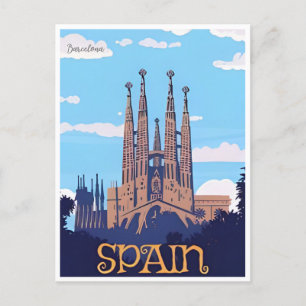  retro Barcelona Spanje Reizen Kunst Briefkaart