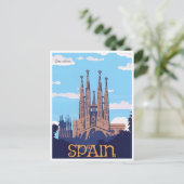  retro Barcelona Spanje Reizen Kunst Briefkaart (Staand voorkant)
