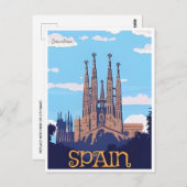  retro Barcelona Spanje Reizen Kunst Briefkaart (Voorkant / Achterkant)