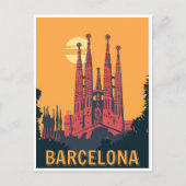  retro Barcelona Spanje Reizen Kunst Briefkaart (Voorkant)