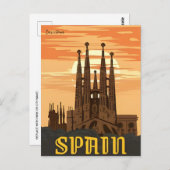 retro Barcelona Spanje Reizen Kunst Briefkaart (Voorkant / Achterkant)