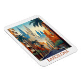 Retro Barcelona Vintage Reisillustratie Magneet (Rechterzijde)