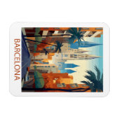 Retro Barcelona Vintage Reisillustratie Magneet (Horizontaal)