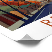 Retro Barcelona Vintage Reisillustratie Poster (Hoek)