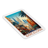 Retro Barcelona Vintage Travel Illustration Magneet (Rechterzijde)