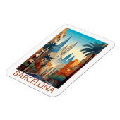 Retro Barcelona Vintage Travel Illustration Magneet (Linkerzijde)
