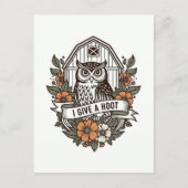 Retro barn owl 'I give a hoot' design Briefkaart (Voorkant)