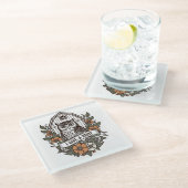 Retro barn owl 'I give a hoot' design Glazen Onderzetter (Schuin)