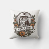 Retro barn owl 'I give a hoot' design Kussen (Achterkant)