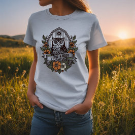 Retro barn owl 'I give a hoot' design T-shirt