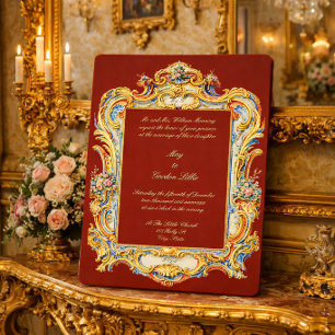 Retro Barok Rococo Lodewijk XV Kleurrijke Bruiloft Kaart