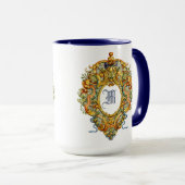 Retro barokke rococo ovale cartouche 1700 monogram mok (Voorkant rechts)