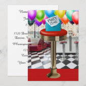 Retro Barstoel Uitnodiging (Voorkant / Achterkant)