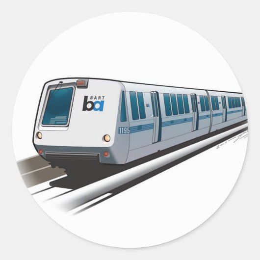 Retro Bart train Illustration Ronde Sticker (Voorkant)