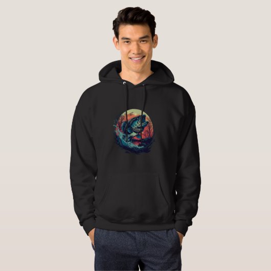 Retro bas visser vissen voor bas fluisteraar hoodie (Voorkant volledig)