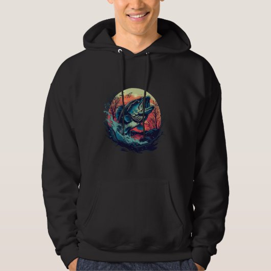 Retro bas visser vissen voor bas fluisteraar hoodie (Voorkant)
