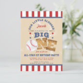 Retro Baseball 1e verjaardag sterren & stripes Kaart (Staand voorkant)