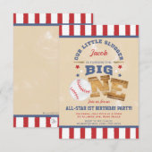 Retro Baseball 1e verjaardag sterren & stripes Kaart (Voorkant / Achterkant)