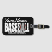 Retro Baseball ADD NAAM Pinstripe Team Speler Bagagelabel (Voorkant (horizontaal))