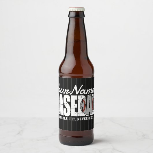 Retro Baseball ADD NAAM Pinstripe Team Speler Bier Etiket (Voorkant)