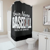 Retro Baseball ADD NAAM Pinstripe Team Speler Douchegordijn (In situ)