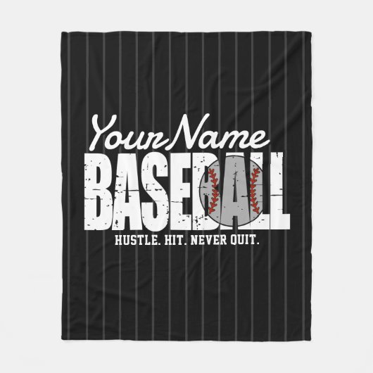 Retro Baseball ADD NAAM Pinstripe Team Speler Fleece Deken (Voorkant)