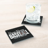 Retro Baseball ADD NAAM Pinstripe Team Speler Glazen Onderzetter (Schuin)