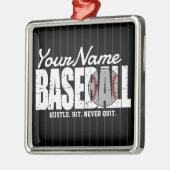 Retro Baseball ADD NAAM Pinstripe Team Speler Metalen Ornament (Links)