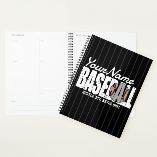 Retro Baseball ADD NAAM Pinstripe Team Speler Planner (Display)